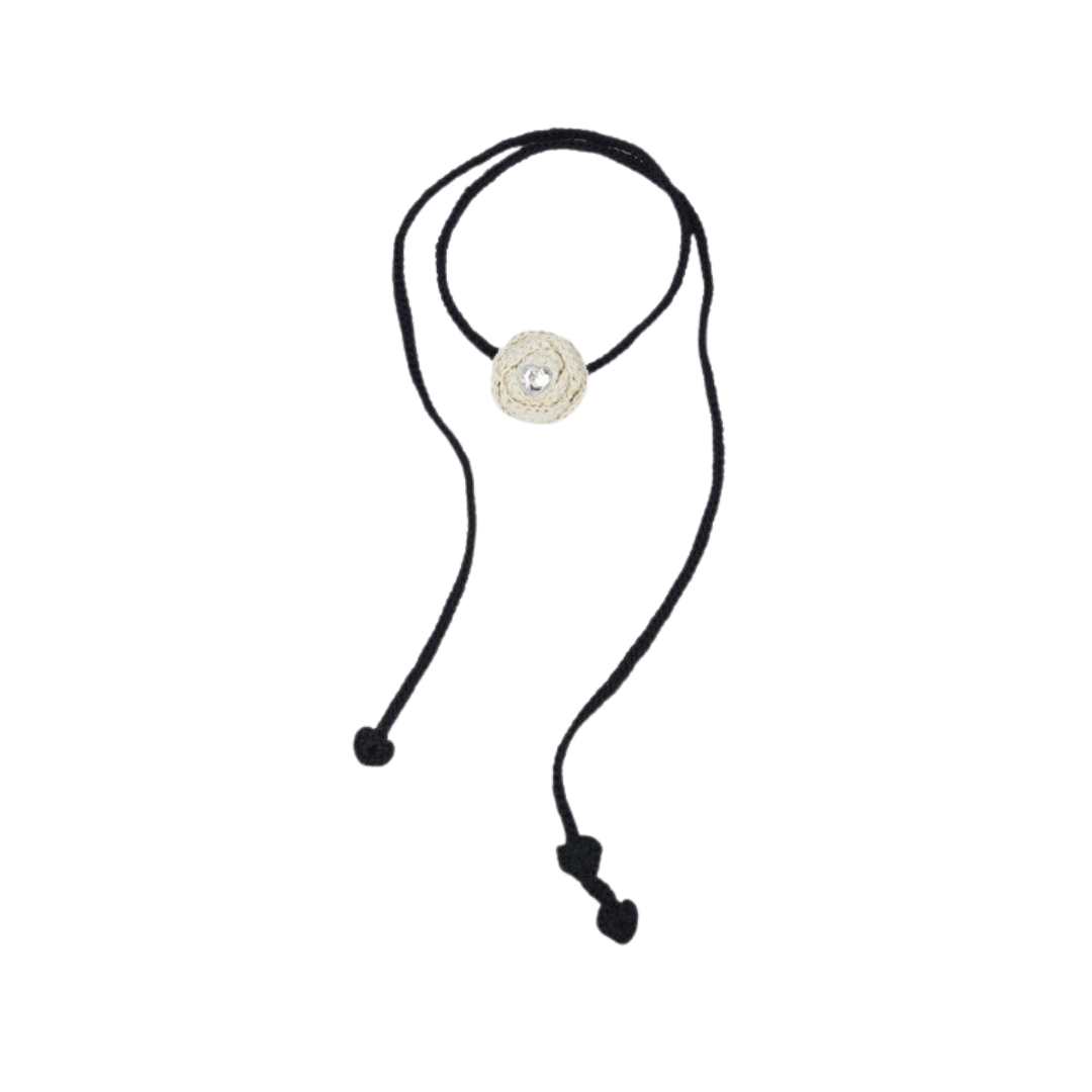 HEART ROSE KNIT CHOKER BLACK