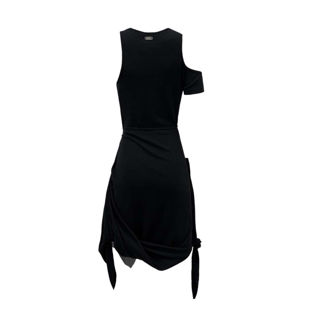 ASYMMETRIC DRAPING DRESS BLACK 