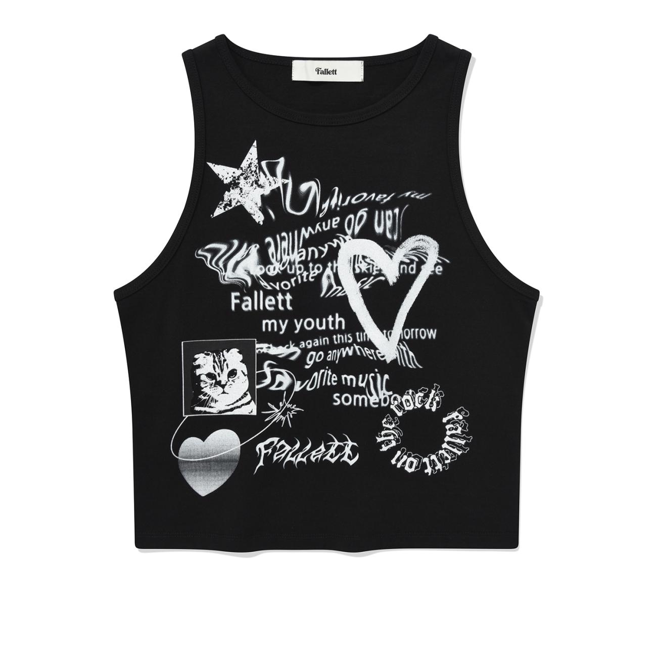 Youth Letter Sleeveless Black