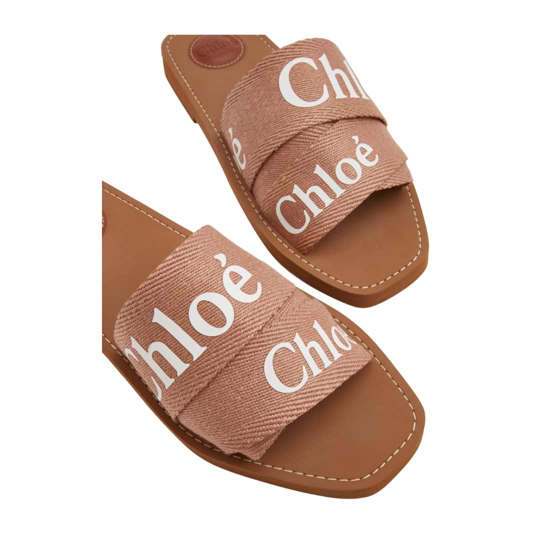 Chloé Logo-Print Slip-On Sandals