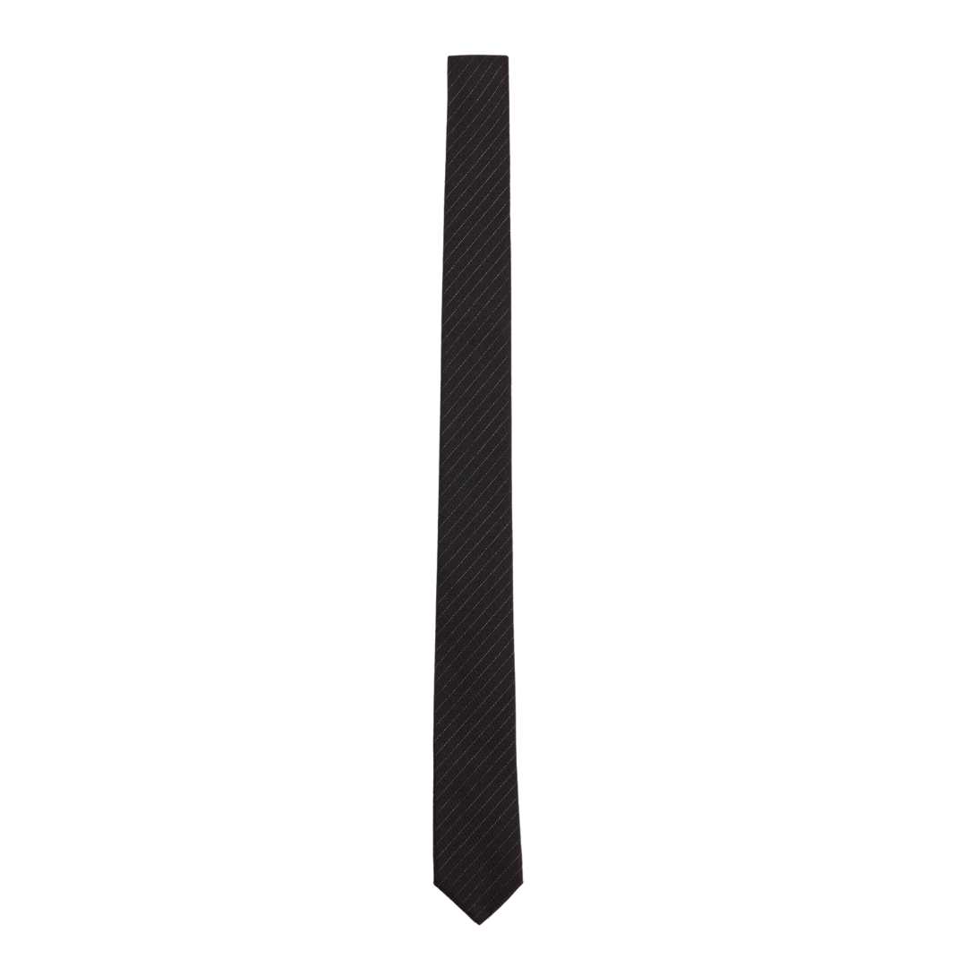 Striped tie in wool and silk jacquard