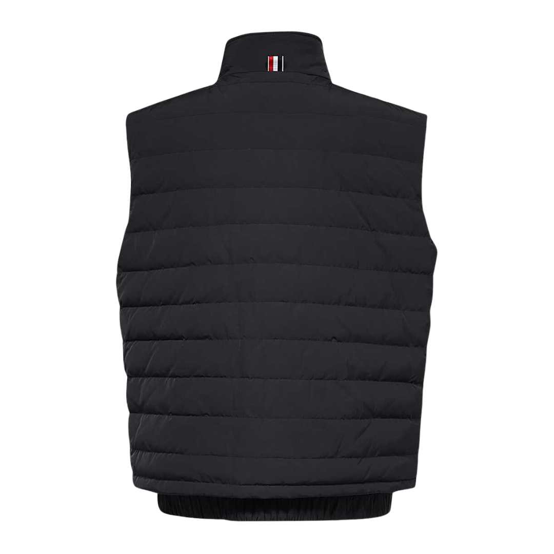 4-bar striped poly twill padded vest 