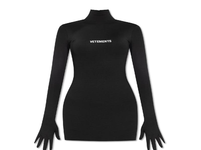 Glove detail logo high neck one-piece