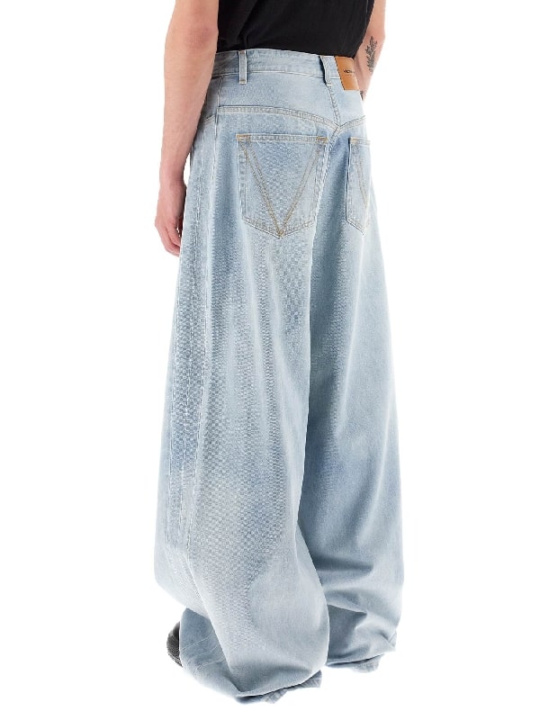 Logo embroidered wide denim pants