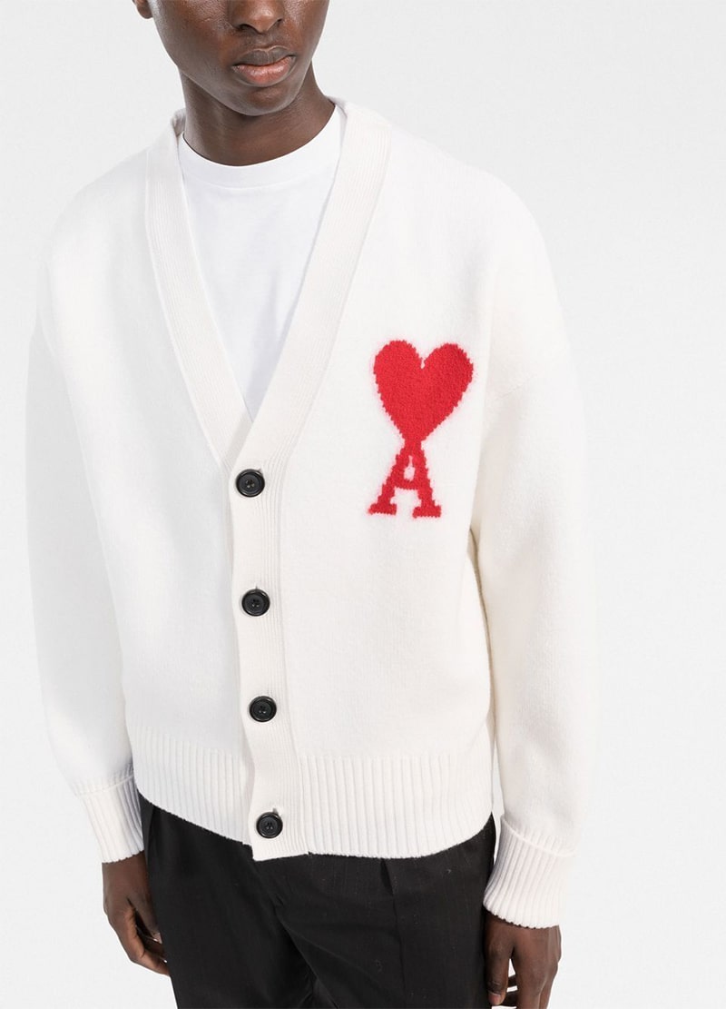 AMI CARDIGAN WITH LOGO