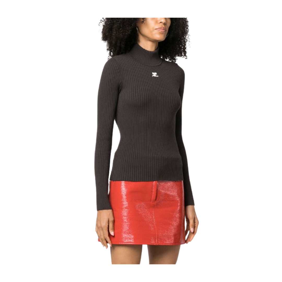 Re-edition mock neck rib sweater