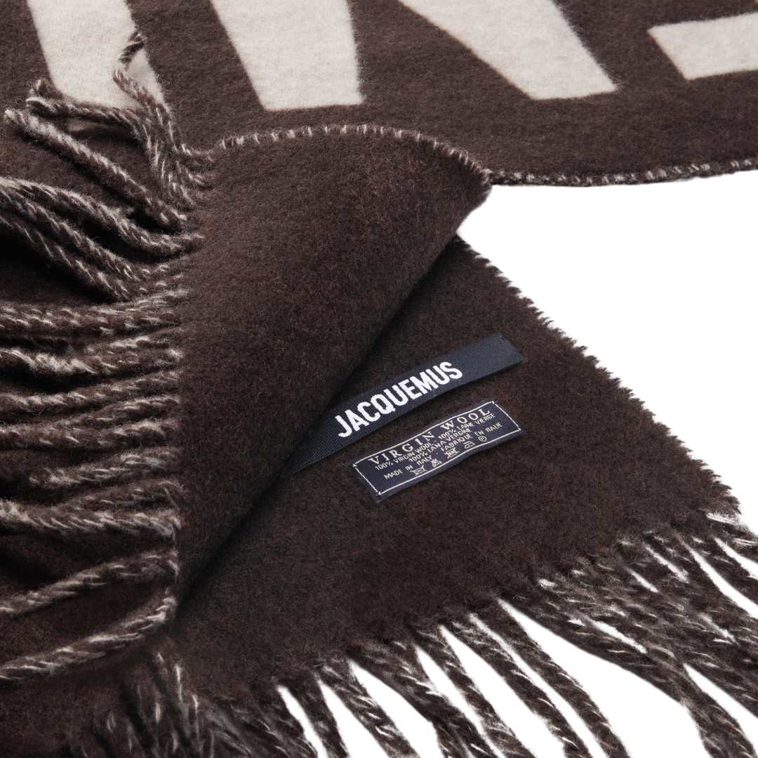 Jacquemus L'echarpe Jacquemus Fringe Logo Scarf Multi Brown