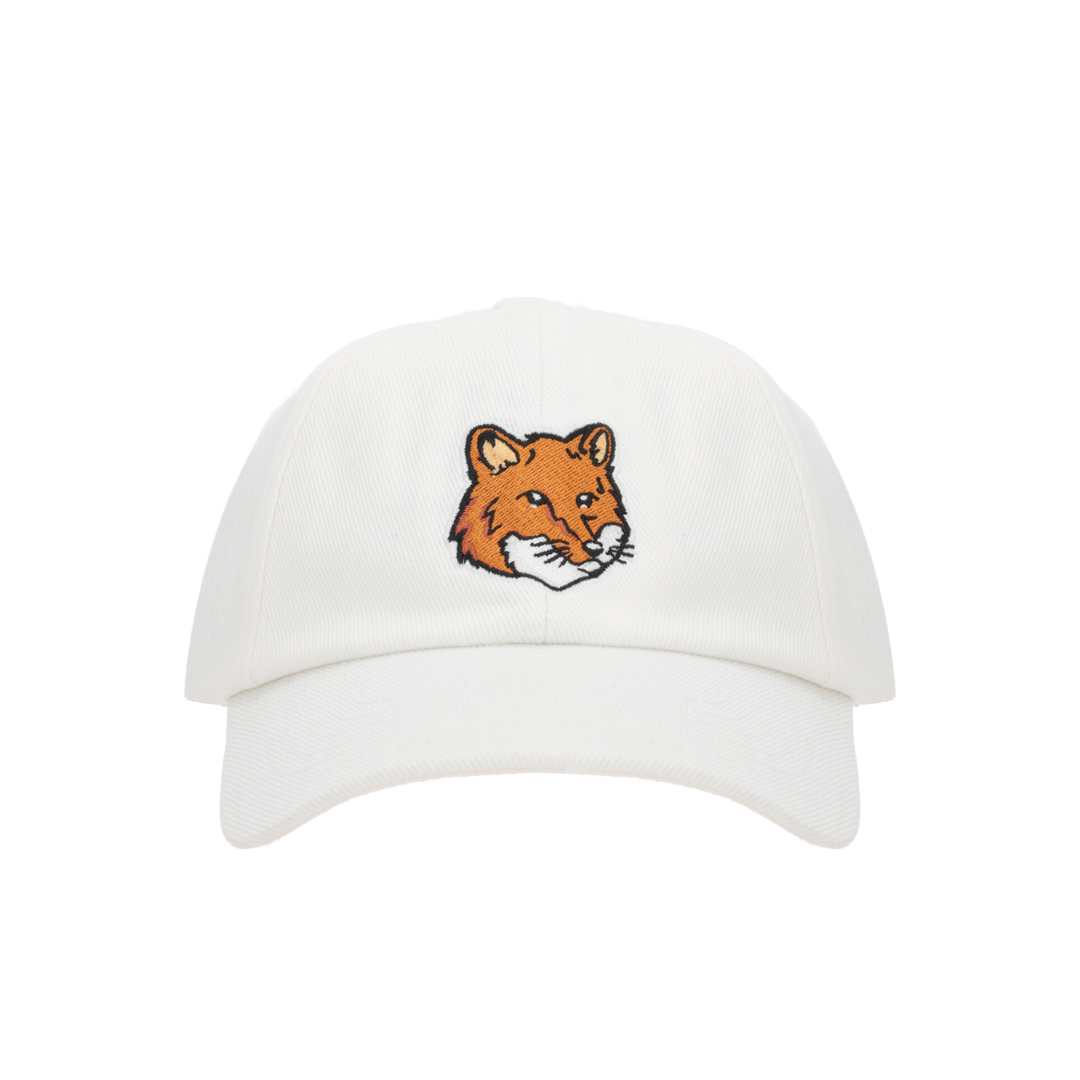 Maison Kitsune Large Fox Head Embroidery 6P Cap White