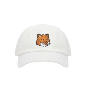 Maison Kitsune Large Fox Head Embroidery 6P Cap White