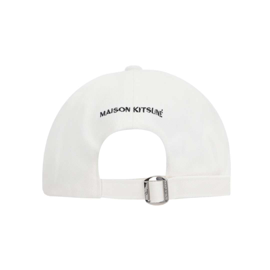 Maison Kitsune Large Fox Head Embroidery 6P Cap White