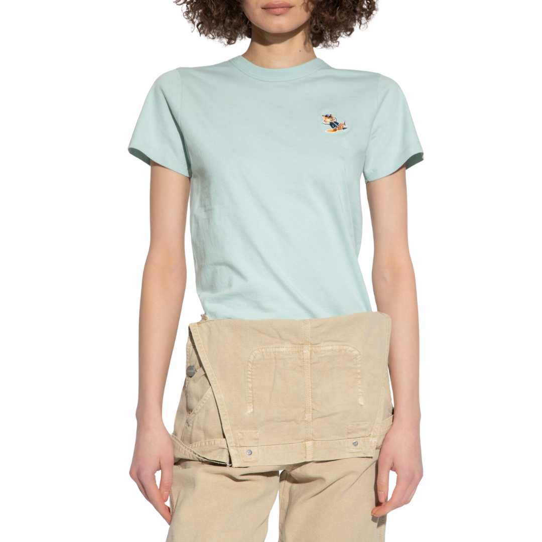 (W) Maison Kitsune Dressed Fox Patch Classic T-Shirt Blue Haze