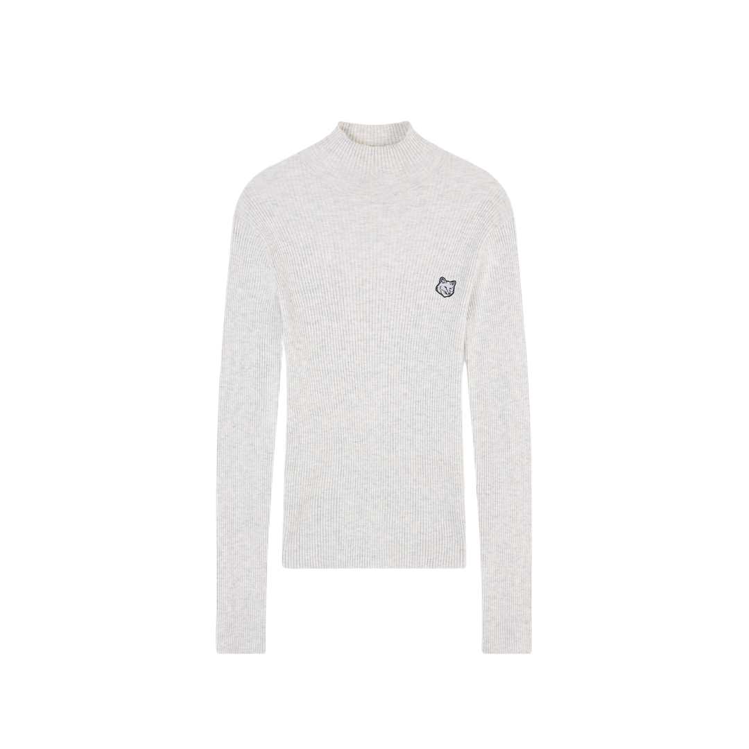 TONAL FOX HEAD PATCH FINE RIBBED TURTLENECK