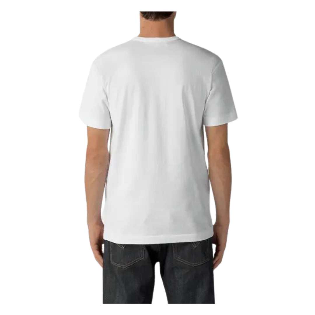 Half-printing heart logo patch short-sleeved T-shirt