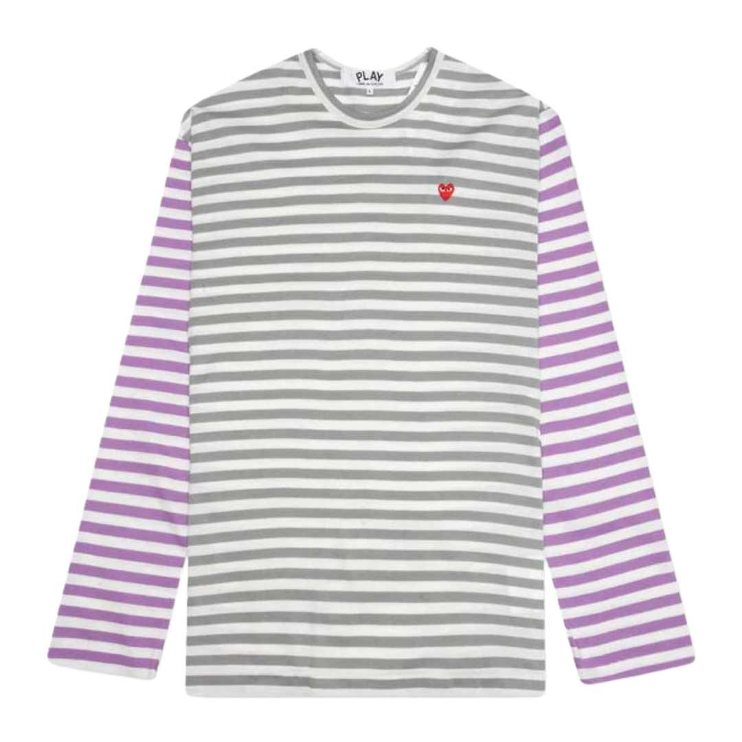 Red Heart Waffen Stripe Bicolor Stripe Long Sleeve T-shirt