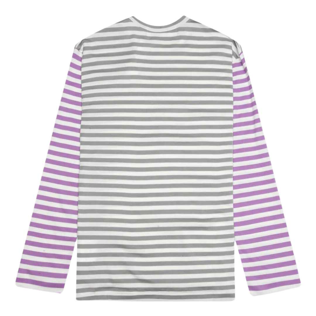 Red Heart Waffen Stripe Bicolor Stripe Long Sleeve T-shirt