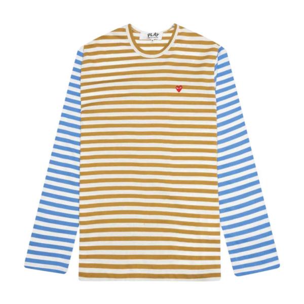 Red Heart Waffen Stripe Bicolor Stripe Long Sleeve T-shirt