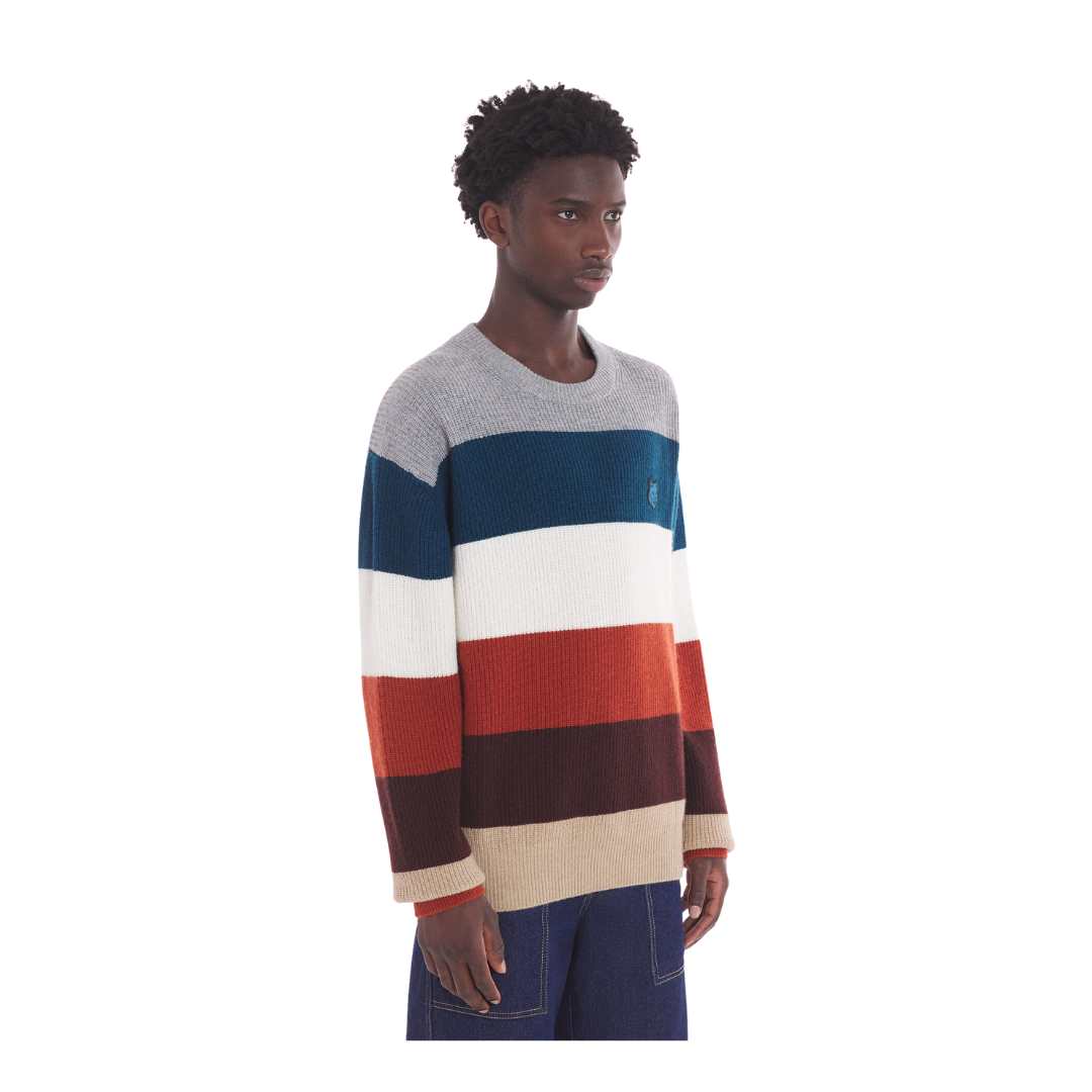 TONAL FOX HEAD PATCH COMFORT RIBBED JUMPER MULTICO STRIPES