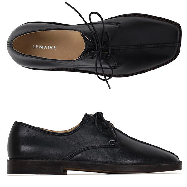  Black Flat Lace-Up Derby Shoes 