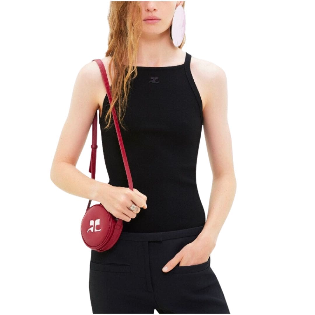 Logo patch detail rib tank top