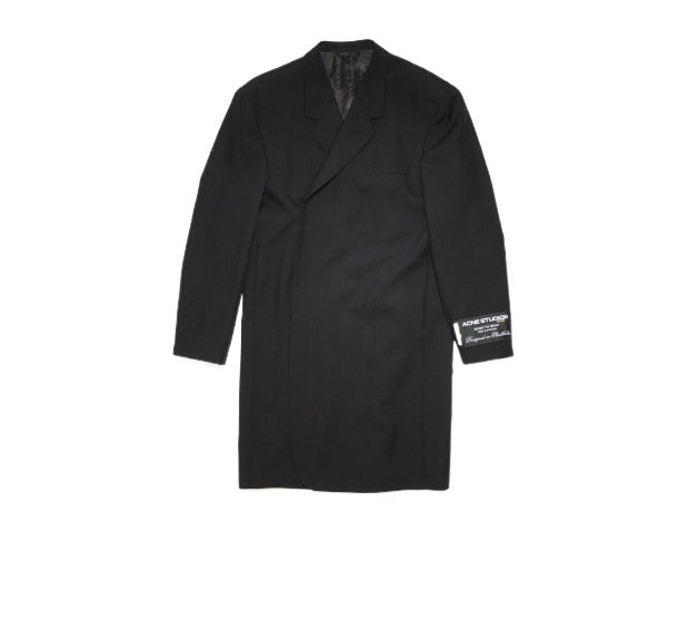 Logo patch wool coat