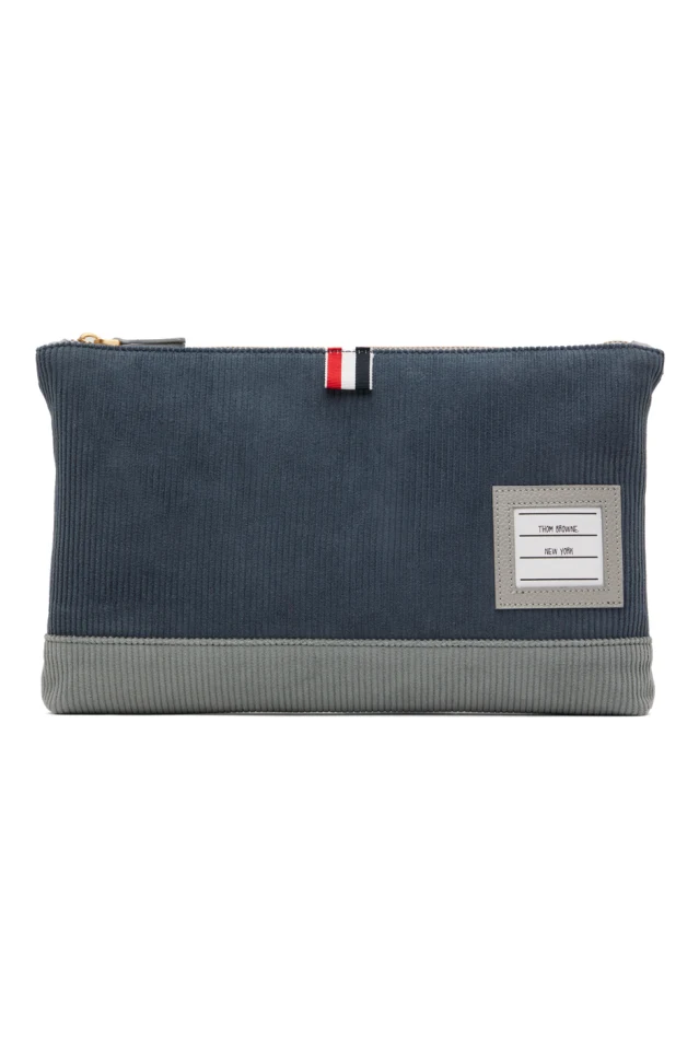 Corduroy large zipper pouch