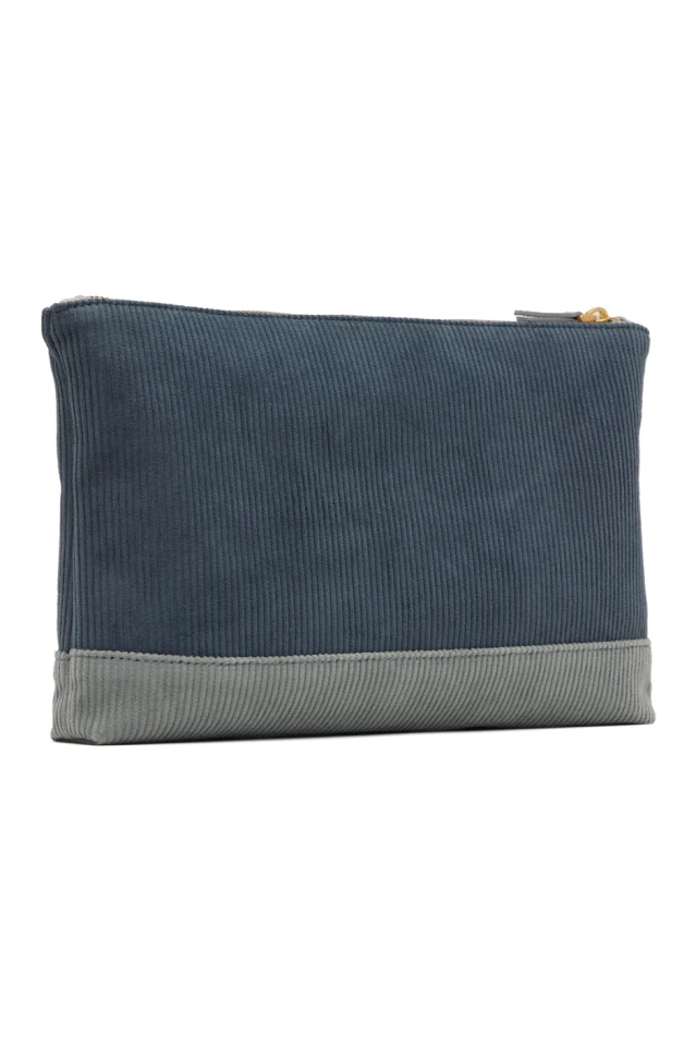 Corduroy large zipper pouch