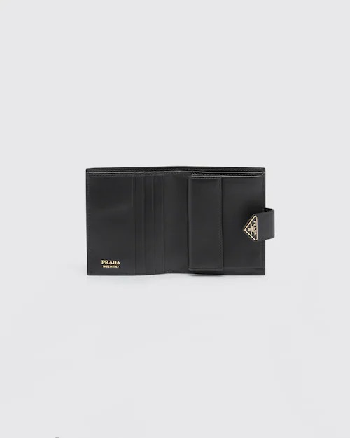 Prada Saffiano Short Wallet Black - Gold