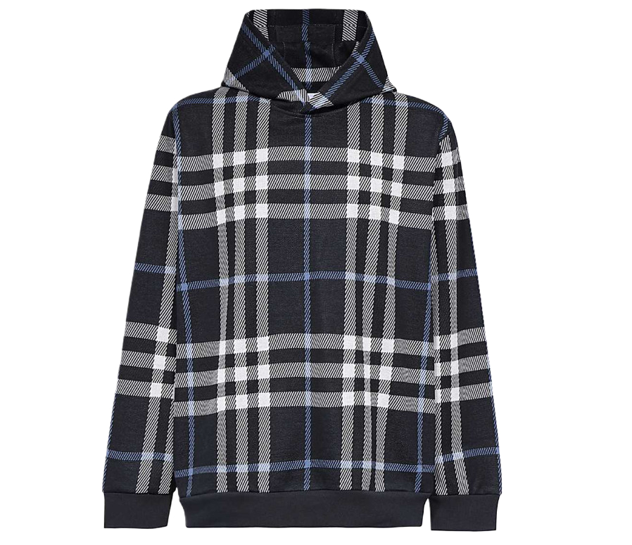 Checked cotton jacquard hoodie