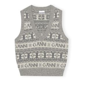 Gray logo wool mix vest