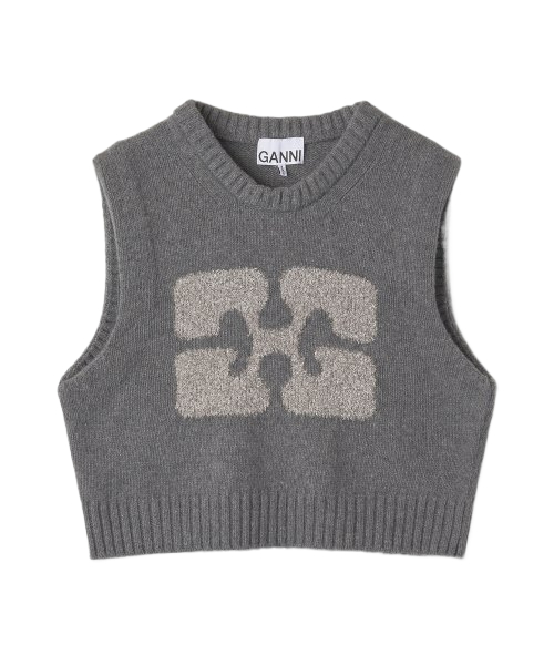 Women's butterfly logo cropped knit vest - Gray