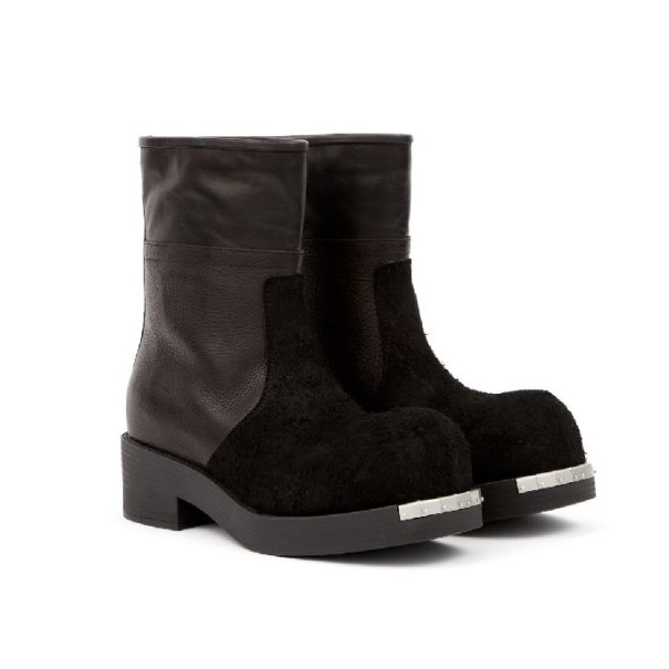 Brushed panel biker ankle boots