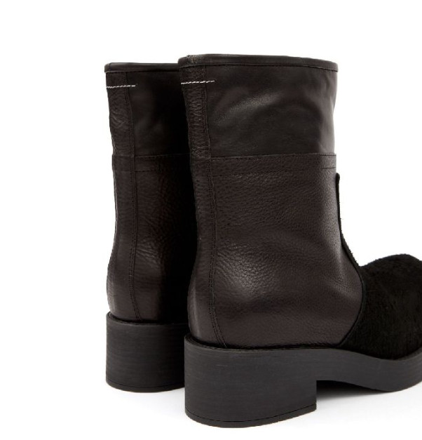 Brushed panel biker ankle boots