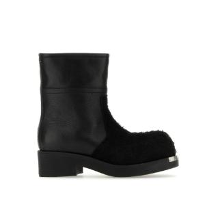 Brushed panel biker ankle boots