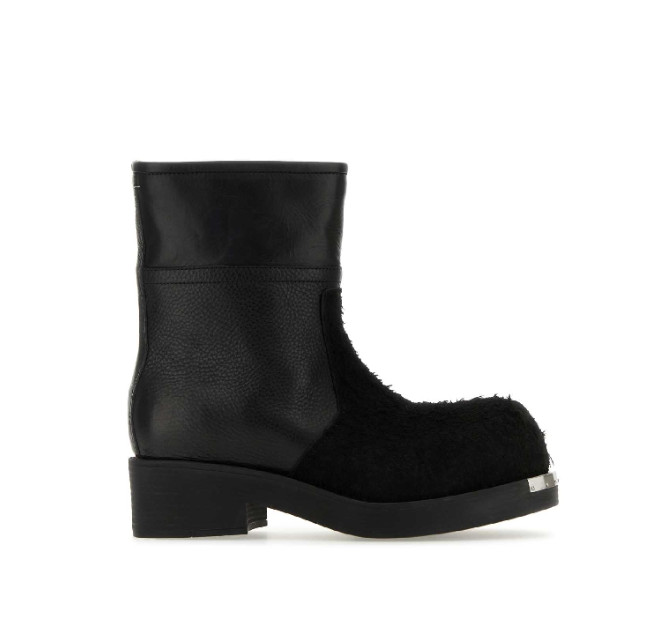 Brushed panel biker ankle boots