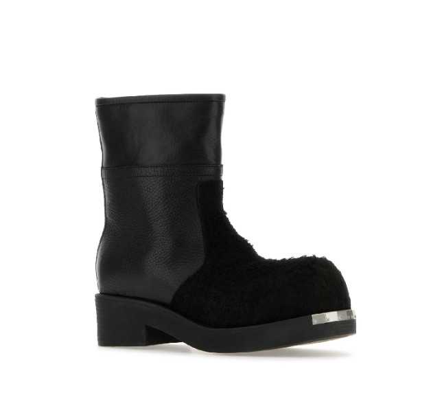 Brushed panel biker ankle boots