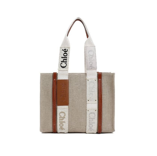 Woody linen medium tote bag