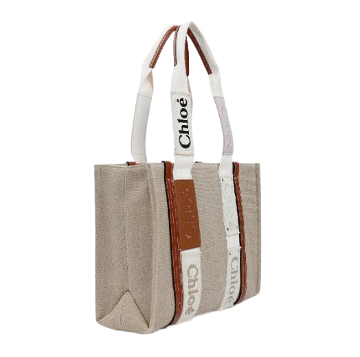 Woody linen medium tote bag