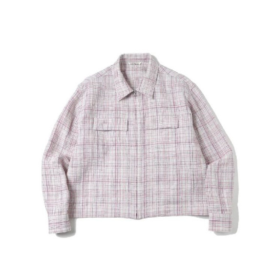 Linen silk check pattern jacket