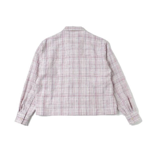 Linen silk check pattern jacket