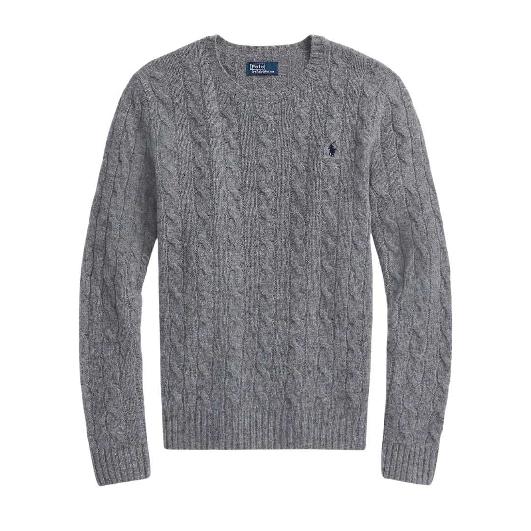 Pony logo embroidered cable knit