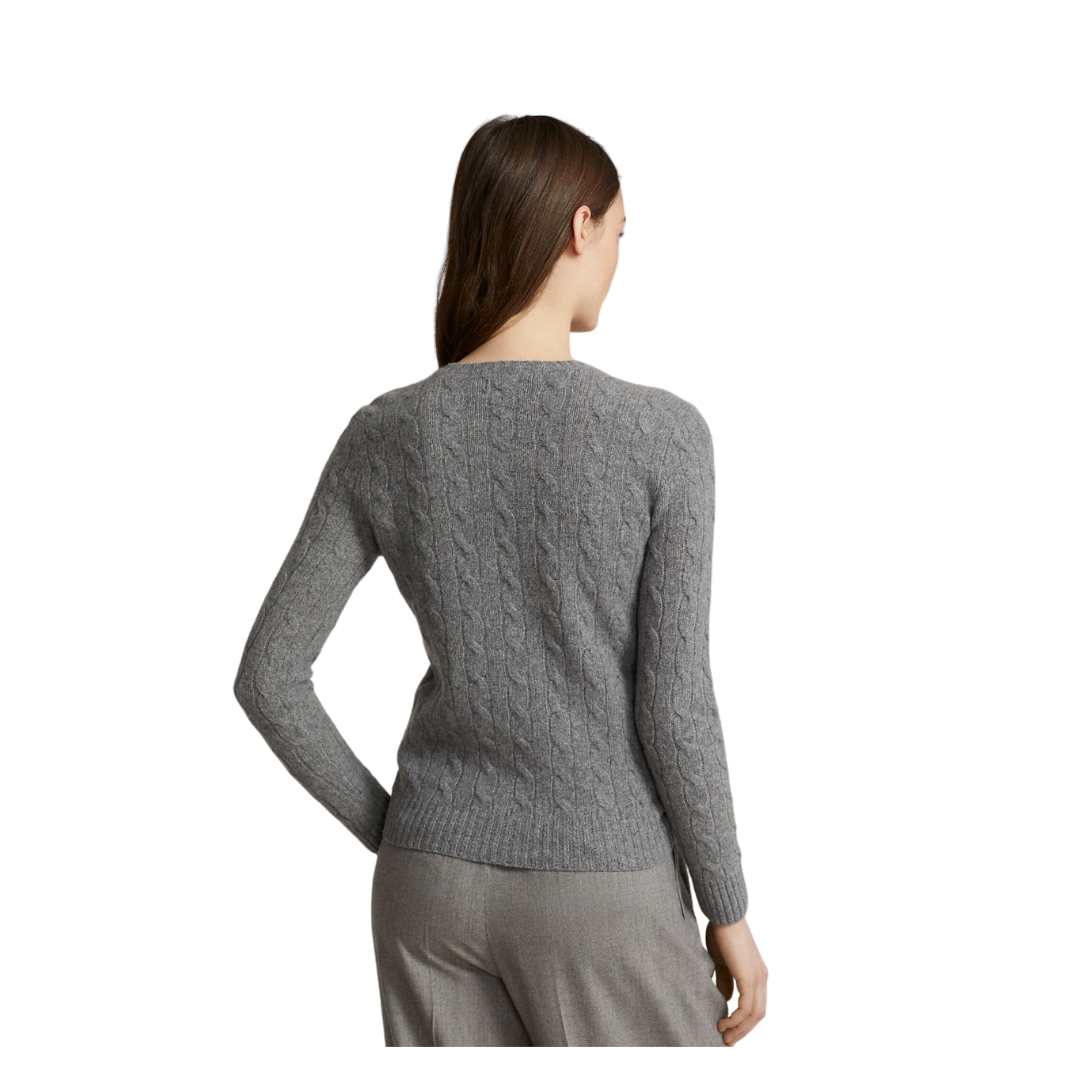 Pony logo embroidered cable knit