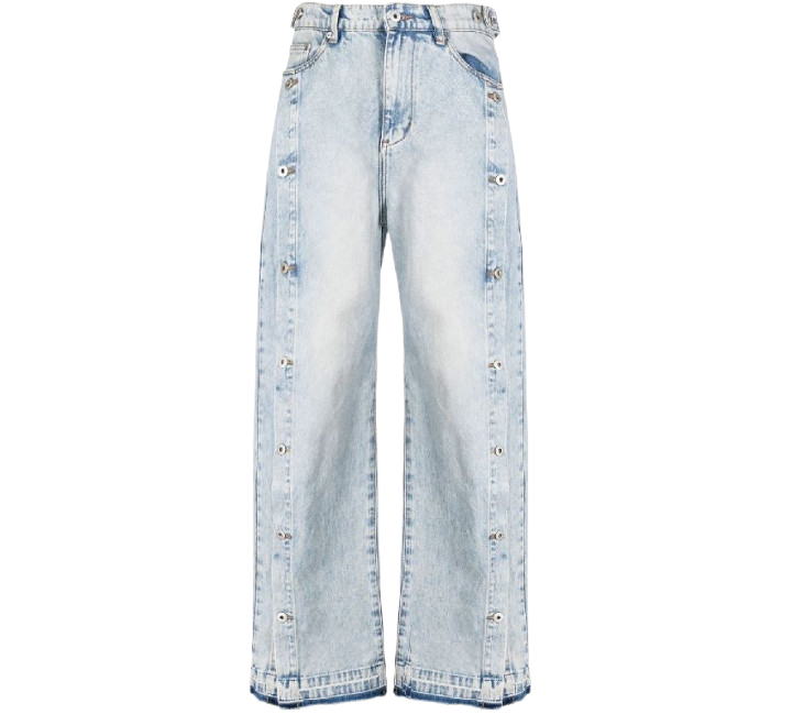 Button slit denim pants