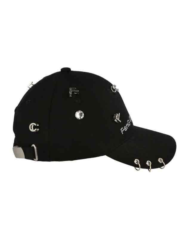 Logo chain detail baseball cap