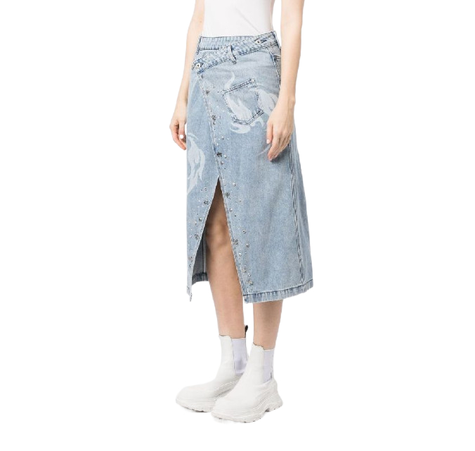 Phoenix washed denim midi skirt