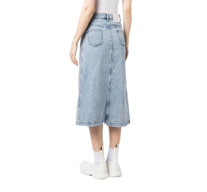 Phoenix washed denim midi skirt