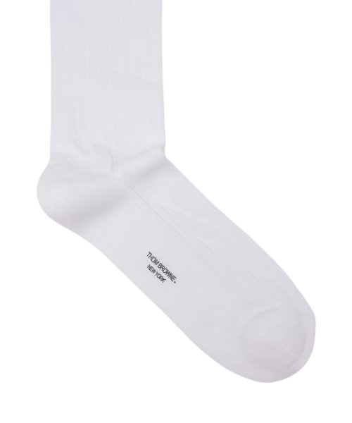 Men's Athletic Ribbed Cotton Striped Mid Calf Socks - White