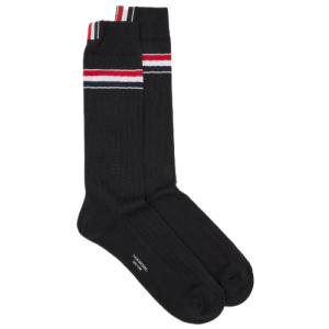 Athletic Ribbed Cotton Striped Mid Calf Socks
