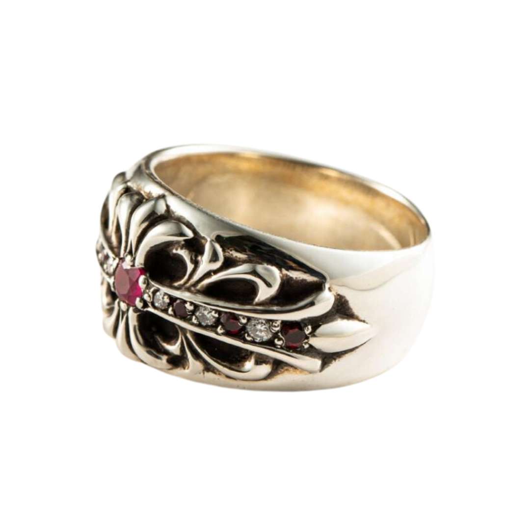 Floral Ring Pave Ruby & Diamond (After)