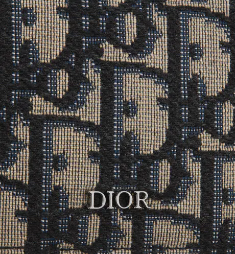 Beige and Black Dior Oblique Jacquard and Black Grained Calfskin