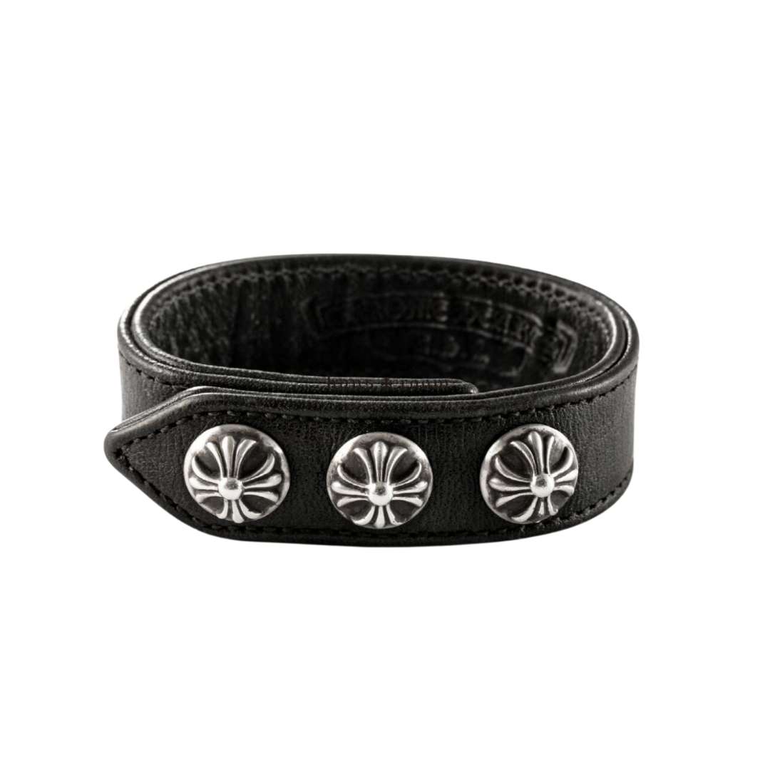 3 Button CH Snap Leather Bracelet